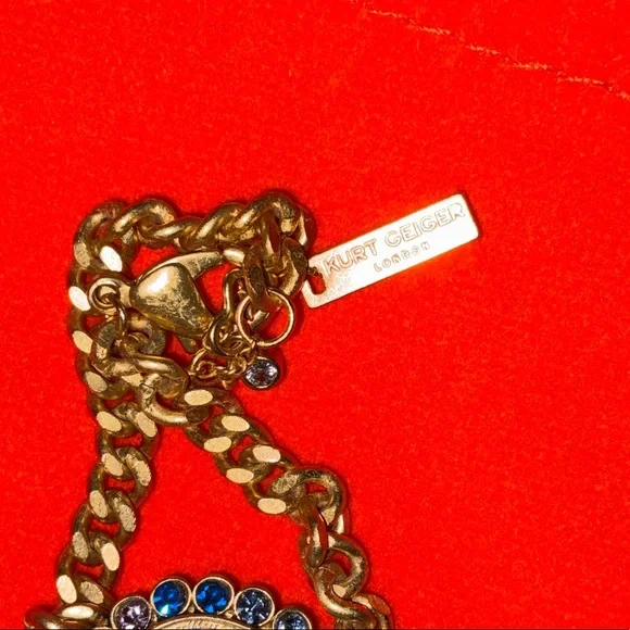 KURT GEIGER BRAND NEW TAGS Gold-Tone Rainbow Opal Oval Chain Bracelet - Picture 3 of 3